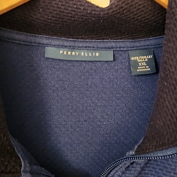 Men's, Perry Ellis, Long Sleeve, 1/4 Zip, Navy, Size XXL - Picture 2 of 3